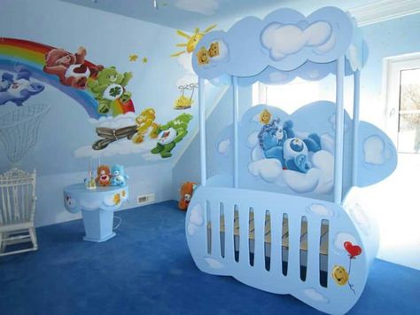 Care Bears Nursery Theme, Care Bear Nursery, Care Bear Theme, Bear Nursery Boy, Bear Theme Nursery, Bear Nursery Theme, Care Bears Vintage, Bear Bed, Care Bear Party