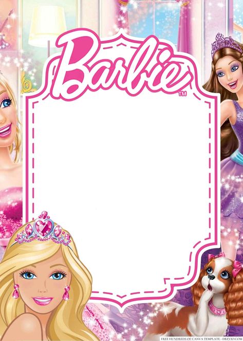 Barbie Cards Free Printable, Barbie Theme Birthday Invitation, Free Barbie Invitation Templates, Barbie Cards Birthday, Barbie Invitation Template Free Printable, Barbie Birthday Invitations Template, Barbie Theme Invitation, Barbie Invitation Card, Barbie Invitations Birthday