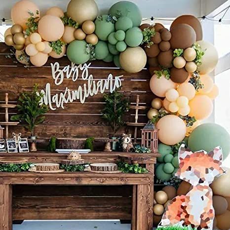 Amazon.com: TOPLLON Sage Green Brown Balloon Garland Kit 140 Pcs, Safari Woodland Balloon Arch with Sage Green Dark Brown Beige Gold Matte Balloons for Baby Shower Safari Birthday Decorations : Toys & Games Jungle Balloons, Garland Birthday, Blowing Up Balloons, Deco Jungle, Baby Shower Woodland Theme, Green Balloon, Safari Birthday, Animal Baby Shower, Arch Kit