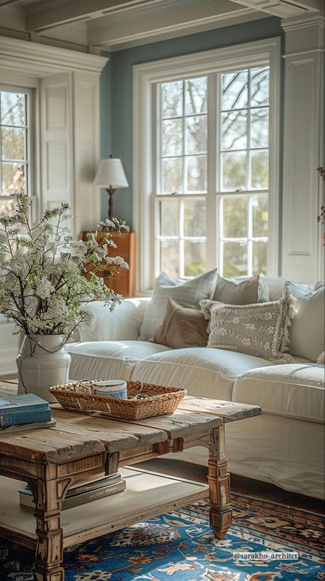 #homedesign
#home 
#houseinterior
#interiorideas 
#interiordesignideas Southern Style Living Room Ideas, Light Blue Cottage Living Room, Blue Sunroom, White Sofa Design, French Cottage Living Room, Chic Living Room Design, Bungalow Interiors, Chic Living Room Decor, Living Room Decor On A Budget