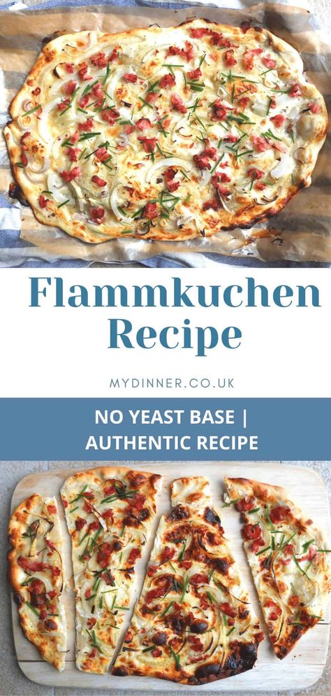 German Pizza, Flammkuchen Recipe, Easy German Recipes, German Food Authentic, Sour Cream Recipes, French Dishes, Pickle Juice, English Food, European Food