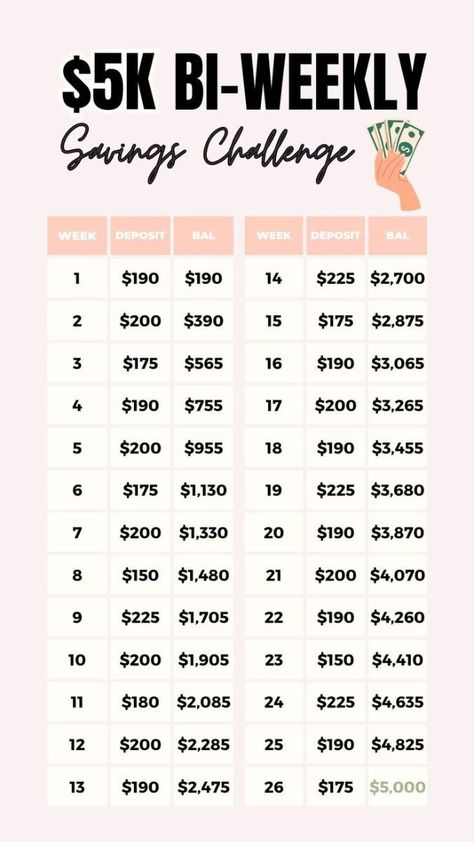 Low Income Savings Challenge Biweekly, Money Saving Challenge Biweekly, Saving Money Tips Biweekly, Saving Challenge Biweekly, How To Save Money On A Low Income, Savings Challenge Biweekly, Biweekly Savings Challenge, Save 5k, Money Saving Challenge Low Income