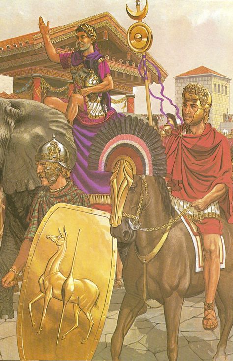 (Detail from) Hannibal's Triumphal Entry into Capua  - Illustration by Peter Connolly (Punic Wars/Roman History Battles/Great Commanders Generals) Hanibal Barka, Carthaginian Army, Peter Connolly, Rome Empire, Ancient Empires, Ancient Carthage, Triumphal Entry, Punic Wars, Military Images