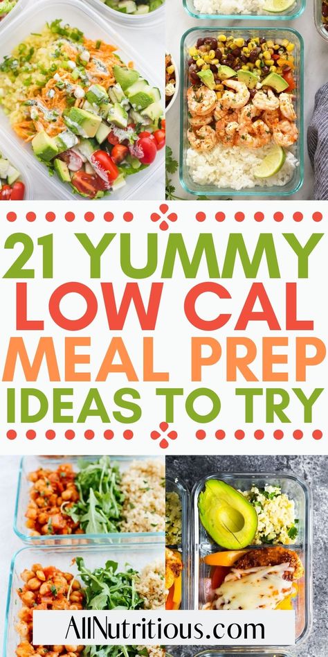 Eating a healthy, low calorie diet doesn’t have to be bland when you make flavorful low calorie recipes like these low calorie meal prep ideas. These healthy meal preps are easy to make so you can enjoy more low calories meals. #MealPrep #HealthyRecipes Low Calorie Meal Prep Lunches, Low Calorie Meal Prep, Shrimp Meal Prep, Low Calorie Meal, Low Calorie Salad, 400 Calorie Meals, Low Calorie Lunches, Healthy Low Calorie Meals, High Protein Meal Prep