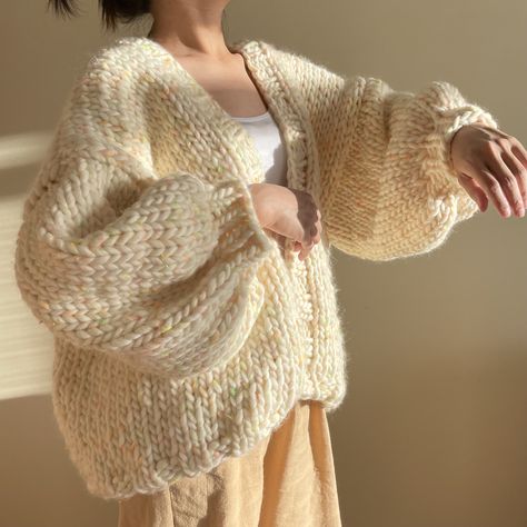 Super soft and comfortable to wear. Made of chunky pure wool. Size: Width 29 Inches           Length 21 Inches P.s. Model wearing cardigan is 5'3 / 104 lbs. I am happy to knit custom sweater if you would love to have other colors or design, just feel free to message me! Care: hand wash in cold water not over 30 degree, lay flat to dry. Chunky Cardigan Aesthetic, Autumn Cardigan, Hand Knit Cardigan, Oversize Cardigan, Chunky Oversized Sweater, Knitted Cardigans, Hand Knit Sweater, Custom Sweaters, Chunky Knitwear