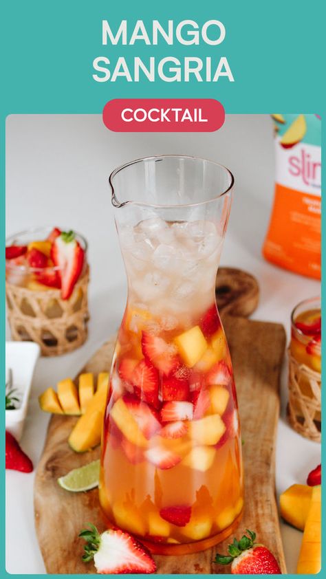 Dive into summer with this white sangria! It’ bursting with tropical flavors, including pineapple and mango, not to mention the slightly tangy edge of lime. It's the perfect recipe for soaking up the sun! Mango Sangria, Blueberry Mojito Recipe, Tropical Sangria, Blueberry Cocktail, Homemade Strawberry Lemonade, Fruit Plus, Low Calorie Cocktails, Cocktail Drinks Alcoholic, White Sangria