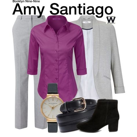 Inspired by Melissa Fumero as Amy Santiago on Brooklyn Nine-Nine. Brooklyn Nine Nine Outfits, Amy Santiago Outfits, Business Formal Outfit, Melissa Fumero, Characters Outfits, Amy Santiago, Show Movie, Everyday Cosplay, Brooklyn 99