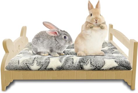 PRICES MAY VARY. 【Bottom Support, Thickened Wood】Our rabbit bed is made of 0.6 inches thickened natural wood and reinforced for the bottom, which greatly strengthens the overall structure and doubles the safety, providing your beloved pets with enough safety experience. You can also use it for kittens or other small pets 【Natural Premium Wood】We use high-quality natural pine wood to make it, without using glue, varnish and paint and other harmful substances. You can rest assured that your pet ca Rabbit Bed, Wooden Pet Bed, Bunny Beds, Puppy Sleeping, Rabbit Accessories, Guinea Pig House, Wooden Castle, Rabbit Bedding, Pig House