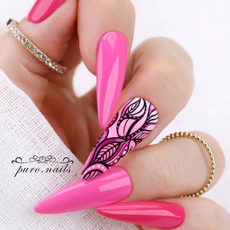 Pretty in Pink: How to Rock Your Pink Nails Like a Pro - Glaminati Hot Nails 2023, Bright Summer Nails Designs, Stilleto Nails Designs, Pink Summer Nails, Long Stiletto Nails, Hot Pink Nails, Cute Spring Nails, Trendy Nail Art Designs, Nail Art Designs Summer