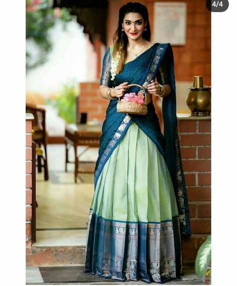 Silk Saree Dress Gowns, Saree Color Combinations, Jahnvi Kapoor, Saree Drapes, Marriage Dress, Half Saree Lehenga, Indian Bride Outfits, Saree Lehenga, Bride Outfits