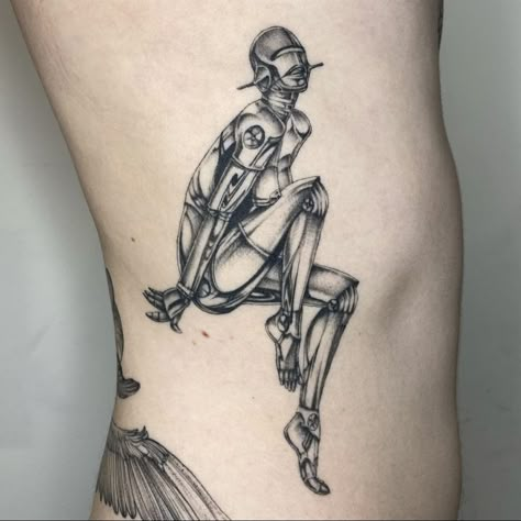 Sorayama Hajime, The Weeknd Tattoo, Stippling Tattoo, Robot Tattoo, Cyberpunk Tattoo, Dna Tattoo, Female Tattoos, Rune Tattoo, Statue Tattoo