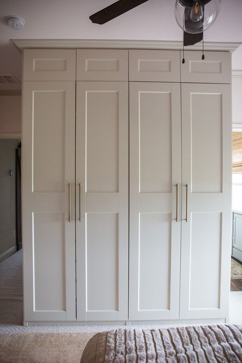 Spring Refresh – faith & composition Built In Ikea Pax Wardrobe, Floor To Ceiling Closet, Pax Hack, Ikea Pax Hack, Pax System, Shed Office, Bedroom Built In Wardrobe, Ikea Pax Wardrobe, Accessible Beige