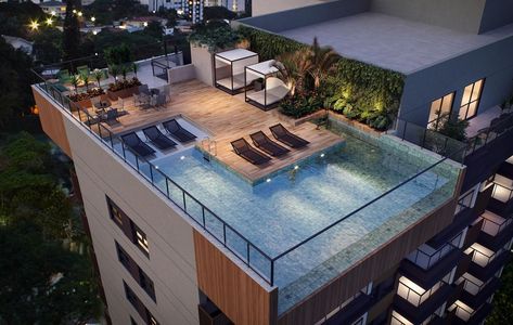 Rooftop Penthouse, Apartment Rooftop, Penthouse Ideas, Rooftop Patio Design, Small Apartment Building, Narrow House Designs, Zen House, Rooftop Terrace Design, Rooftop Design