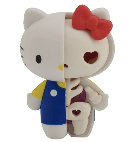 Hello Kitty Half Skeleton, Half Skeleton, Half Skull, Kitty Pictures, Hello Kitty Pictures, Clay Figures, Hello Kitty Collection, Creepy Cute, Hello Kitty Wallpaper