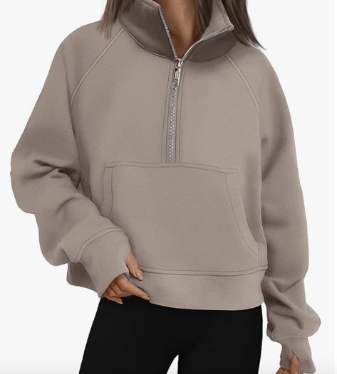 Lulu Lemon dupe:) So many colors and $30 bucks, cant beat it. Lulu Lemon Sweatshirt, Lulu Sweatshirt, Lulu Lemon Outfits, Fall Outfits For Women, Zipper Hoodies, Sports Clothes, Womens Sweatshirts, Cropped Pullover, Sweat Top