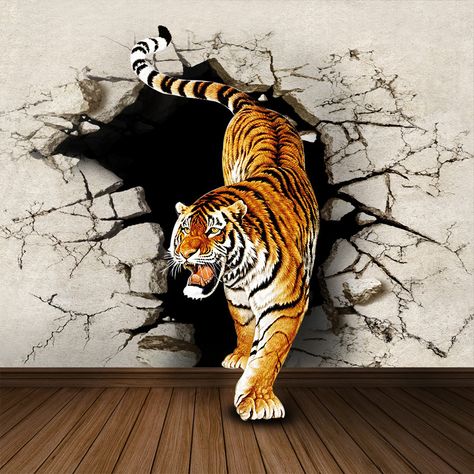 [49+] 3D Tiger Wallpaper on WallpaperSafari 3d Art Museum, Street Art Illusions, 3d Wallpaper Mural, 3d Wall Painting, Tiger Wallpaper, Animal Mural, Sidewalk Art, 3d Wall Murals, 3d Street Art