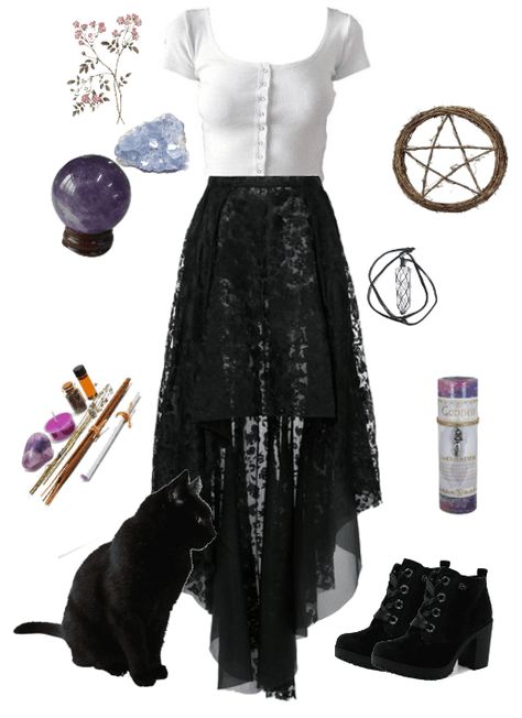 Wiccan Outfits, Chick Outfit, Ideas For Flowers, Outfit Maker, Outfit Shoplook, Crystal Ball, Lace Skirt, Personal Style, Outfit Ideas