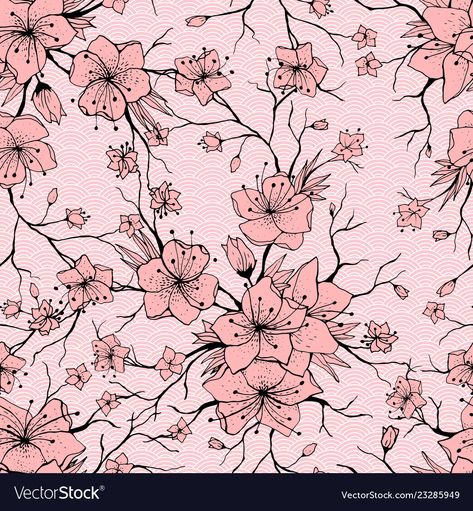 Sakura Branch, Sakura Pattern, Flower Kimono, Japanese Sakura, Floral Vector, Kimono Design, Traditional Kimono, Sakura Flower, Kimono Pattern