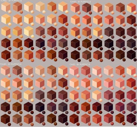 Skin Tone Reference Character Design, Skin Cubes Art, Tan Skin Color Palette Drawing, Skin Tone Palettes, Skin Tones Reference, Skin Tones Art Reference, Skin Tones Drawing Reference, Flesh Cube, Dark Skin Tones Palette