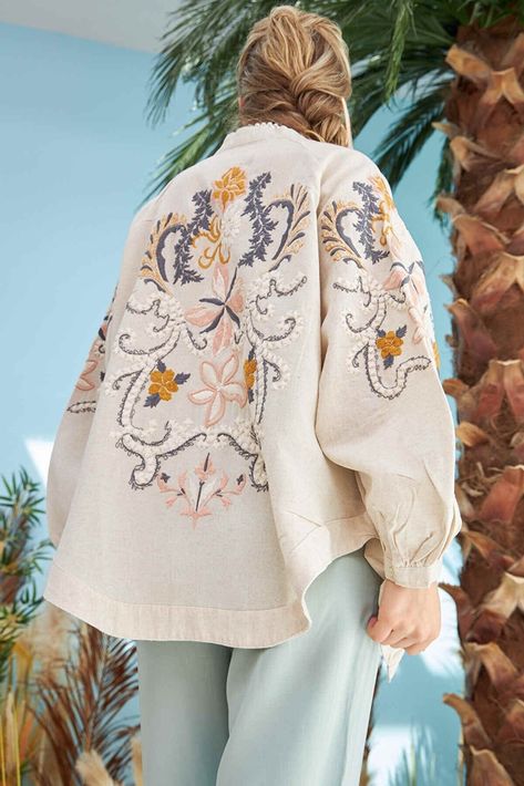 Unique Vintage Jacket Kimono Flower Embroidery Models Height 1.75  58kg - Small size Jackets Length 75 cm Free standart shipping to US and Canada All clothes in our store are made of natural fabric. ✺ WE ARE HERE FOR YOU ✺   Feel free to contact us with any questions you may have! FLOWER EMBROIDERED BACK AND SLEEVES KIMONO JACKET Dance Bodysuit, Summer Coat, Robe Women, Embroidery Jacket, Summer Coats, Festival Jacket, Embroidery Shirt, Women Jackets, Embroidery On Clothes