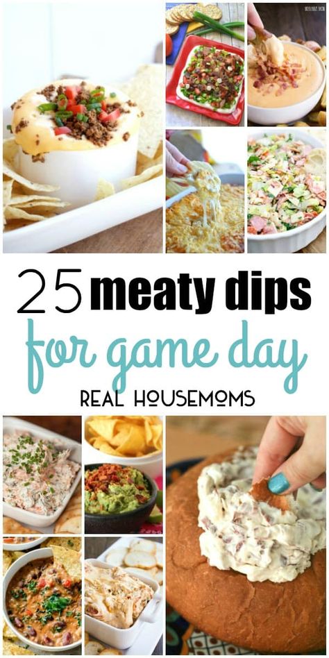 25 Meaty Dips for Game Day ⋆ Real Housemoms Meaty Dips, Gameday Party Food, Tailgate Treats, Football Recipes, Football Treats, Tasty Appetizers, Cold Dips, Pittsburg Steelers, Tail Gate