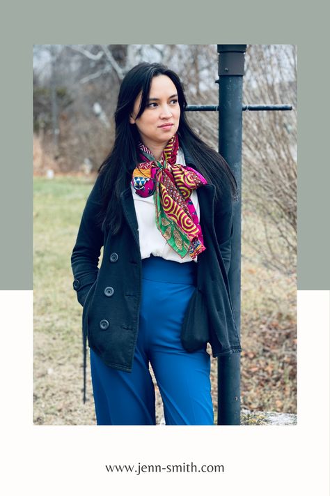 Discover 4 elegant ways to fold a silk scarf using Darn Good Yarn’s Reclaimed Sari Medley Scarf and get some amazing winter outfit ideas. Outfit Ideas Winter, Winter Outfit Ideas, Wardrobe Update, Short Cardigan, Red Cardigan, Tie Styles, Yellow Shorts, Classic Outfits, Black Tights