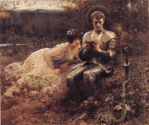 The Temptation of  Sir Percival, John William Waterhouse Sir Percival, Courtly Love, Medieval Romance, Pre Raphaelite Paintings, Roi Arthur, Pre Raphaelite Art, John Everett Millais, John William Waterhouse, Pre Raphaelite