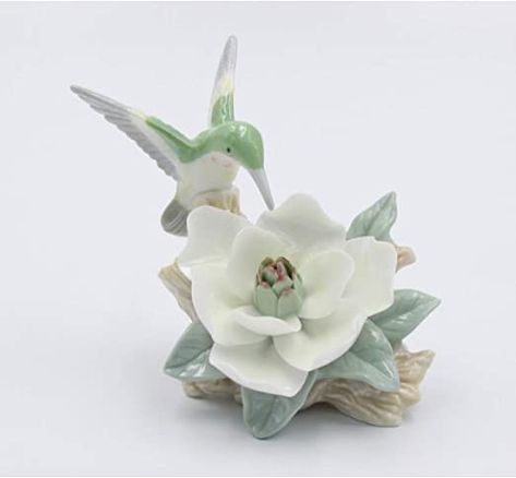 Cosmos Gifts 96402 Hummingbird with Magnolia, Green Magnolia Home Decor, Magnolia Green, Azalea Flower, Flower Sculpture, Home Decor Style, Flower Sculptures, Traditional Ceramics, Green Home, Jewelry Organizer Box