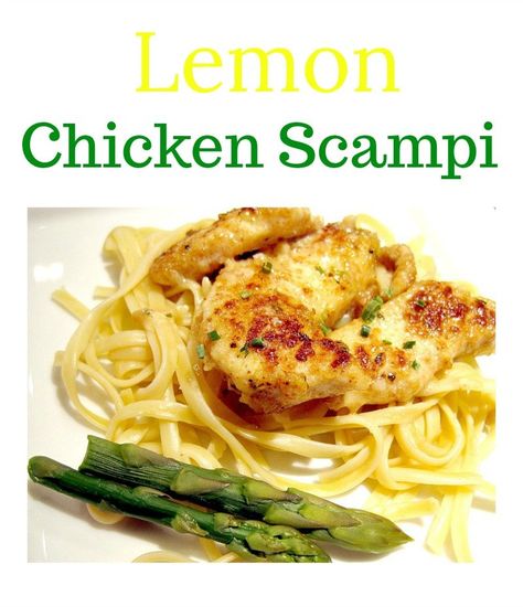 Lemon Chicken Scampi Lemon Chicken Scampi, Vacation Meal Ideas, Chicken Scampi Recipe, Creamed Spinach Recipe, Chicken Scampi, Scampi Pasta, Chicken Paprikash, Chicken Chunks, Scampi Recipe