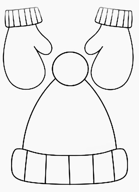 Winter Hat And Mittens Template, Winter Hat Craft For Kids, Hat And Mittens Craft Preschool, Winter Hat Coloring Page, Winter Mittens Craft Preschool, Christmas Mittens Crafts, Winter Hat Craft Preschool, Winter Hat Template, Easy Winter Crafts For Toddlers