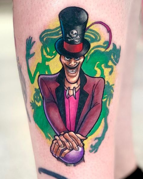 Chris Morris on Instagram: ““I got friends on the other side” - Dr. Facilier, the Shadow Man, from Princess and the Frog . . #tattoo #tattoos #tattooed #tattooist…” Bad Disney Characters, Princess And The Frog Tattoo, Disney Characters Tattoos, Frog Tattoo Ideas, Tattoo Ideas Matching, Louisiana Tattoo, New Orleans Tattoo, Character Tattoo Ideas, Disney Inspired Tattoos