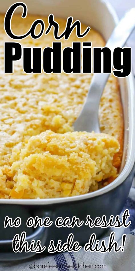 Corn Pudding - made without the pudding mix! Cream Corn Pudding Recipe, Cornbread Mix Recipes, Corn Boil, Corn Casseroles, Baked Creamed Corn Casserole, Baked Casseroles, Easy Corn Pudding, Corn Pudding Casserole, Cornbread Pudding