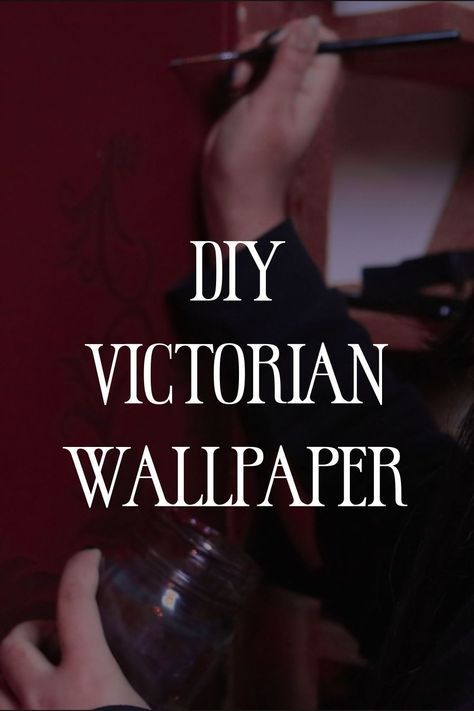 DIY Victorian Wallpaper | Nasya Acosta Smith | Today we're going to be making our own DIY Victorian inspired wallpaper. I'm walking you through my entire creative process for this creative project. From designing a pattern, creating a template, and painting the design by hand. Sometimes whatever you find in the store just doesn't match your aesthetic or it cost way too much. So, DIYing your own wallpaper can come in handy and gives you total creative freedom. Goth Wallpaper Home Decor, Modern Victorian Gothic Decor, Victorian Gothic Decor Bedroom, Gothic Bedroom Ideas Victorian, Diy Victorian Decor, Victorian Gothic Wallpaper, Gothic Home Interior, Gothic Bedroom Ideas, Victorian Nursery