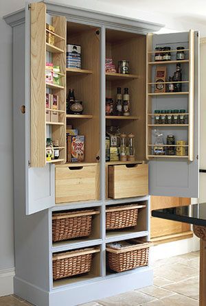 Pantry conversion Beautiful Pantries, No Pantry, Kitchen Standing Cabinet, Free Standing Kitchen Cabinets, Pantry Space, Tv Armoire, Pantry Cupboard, Kitchen Stand, Diy Casa