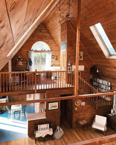 A-frame cabin loft Homes Farmhouse, A Frame House Plans, Farmhouse Barndominium, Building Concept, Craftsman Style Homes, Building Homes, A Frame Cabin, Craftsman Bungalows, A Frame House