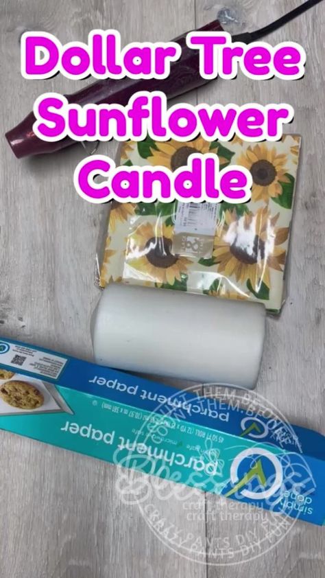 Diy Sunflower Candle #easycrafts #dollartreediy #fallcrafts | Blessings Craft Therapy | Blessings Craft Therapy · Original audio Diy Dollar Tree Sunflower Decor, Sunflower Crafts For Adults Diy, Sunflower Kitchen Decor Diy, Sunflower Crafts For Adults, Fall Candlesticks, Napkin Crafts, Sunflower Stuff, Church Friends, Diy Sunflower