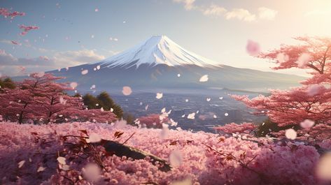 sweeping high angle photography, mount fuji and billowing scattered sakura petals, natural lighting, incredible detail, cinematic, realism, digital art, hd, mark molnar, ivan shishkin, 8k, maya render, unreal engine --ar 16:9 High Angle Photography, Realism Digital Art, Ivan Shishkin, Sakura Petals, Angle Photography, Japan Sakura, Japan Landscape, High Angle, Fantasy Places