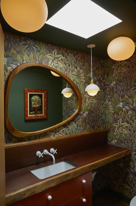 70s Home Bathroom, Bathroom 70s Style, 70s Ranch Style Homes, Ranch Style Bathroom, Green Bathroom Wallpaper, 70s Inspired Home, Shower Tile Floor, Shower Floor Tiles, 70s Style Home