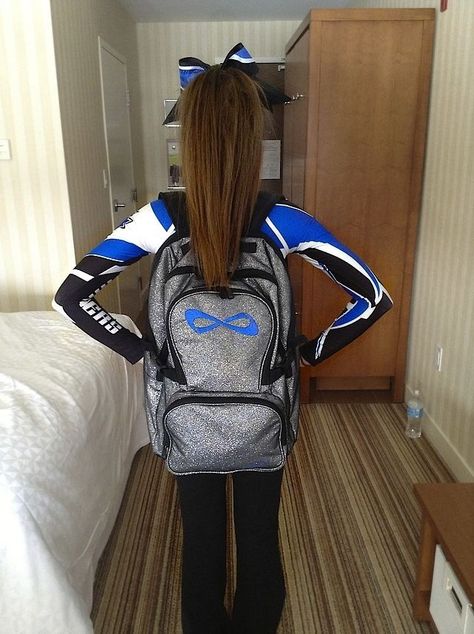 Riley} this weekend I'm going to the cheer athletics tryouts to make the team!! I'm kinda nervous for it tho Infinity Cheer Backpack, Cheer Equipment, Nfinity Backpack, Nfinity Cheer, Cheer Bags, Competitive Cheerleading, Cheer Backpack, Cheerleading Competition, Cheer Bag