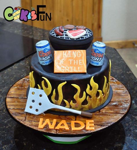 Cake With Beer, Texas Cottage, Birthday Beer Cake, Beer Birthday Party, Bbq Cake, Music Cakes, Bike Cakes, Bbq Desserts, 60th Birthday Cakes