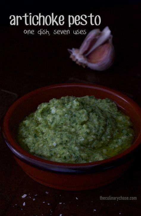 artichoke pesto - The Culinary Chase Artichoke Pesto Recipe, Artichoke Pesto, Sweet Teriyaki Sauce, Cheesy Crackers, Roasted Tomatillo Salsa, Roasted Tomatillo, Crackers Recipe, Turkey Cheese, How To Make Pesto