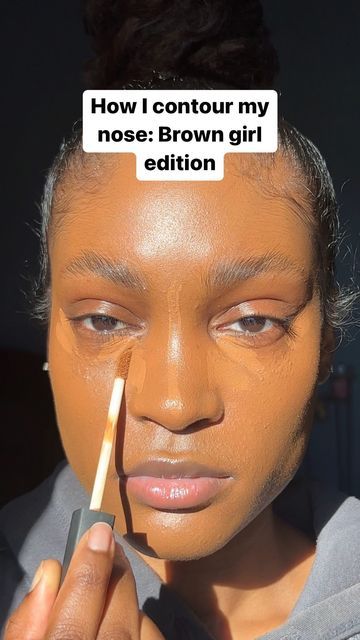 Nose Contouring Black Women, Contouring Black Women, Nose Contour, Nose Contouring, Makeup For Black Women, Brown Girl, Concealer, Makeup Tutorial, Black Women