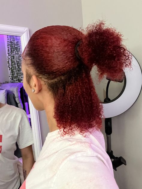 Burgundy Big Chop, Wine Dyed Natural Hair, Burgundy 4c Hair, Red 4c Hair, Burgundy Hair Dye, Wine Hair Color, Dark Red Hair Color, Maroon Hair, Curly Styles