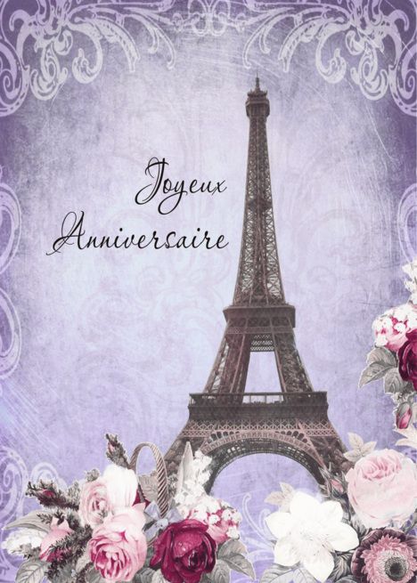 Happy birthday in French, Eiffel tower Paris, vintage look card French Birthday Wishes, Birthday Wishes In French, French Happy Birthday, Happy Birthday In French, Happy Birthday Paris, 100th Birthday Card, Birthday Memes, Birthday Wishes For Sister, Happy Birthday Art