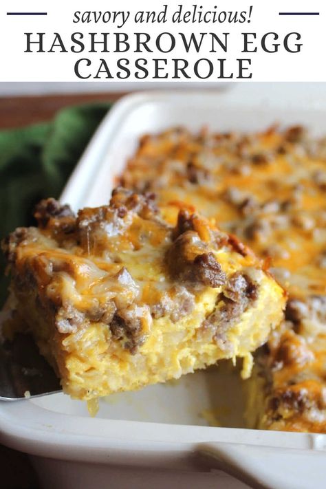 This yummy sausage hashbrown breakfast casserole is loaded with eggs and cheese. The best part is it starts with frozen hashbrowns to you don't have to remember to thaw them first.