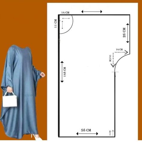 Batwing Abaya Pattern, Abaya Pattern, Turkey Fashion, Learn Sewing, Boubou Styles For Women, Modest Fashion Hijab, Dress Patterns Free, Pattern Dress Women, Sewing Tutorials Clothes