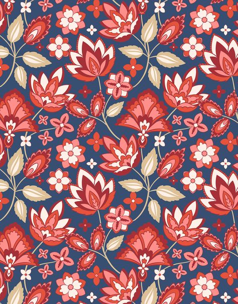 Stylized Floral - Chintz | Pattern on Behance Chintz Print Pattern, Digital Print Fabric Textiles, Kani Print, Indian Floral Pattern, Chintz Print, Surface Design Textile, Indian Chintz, Boho Traditional, Chintz Pattern