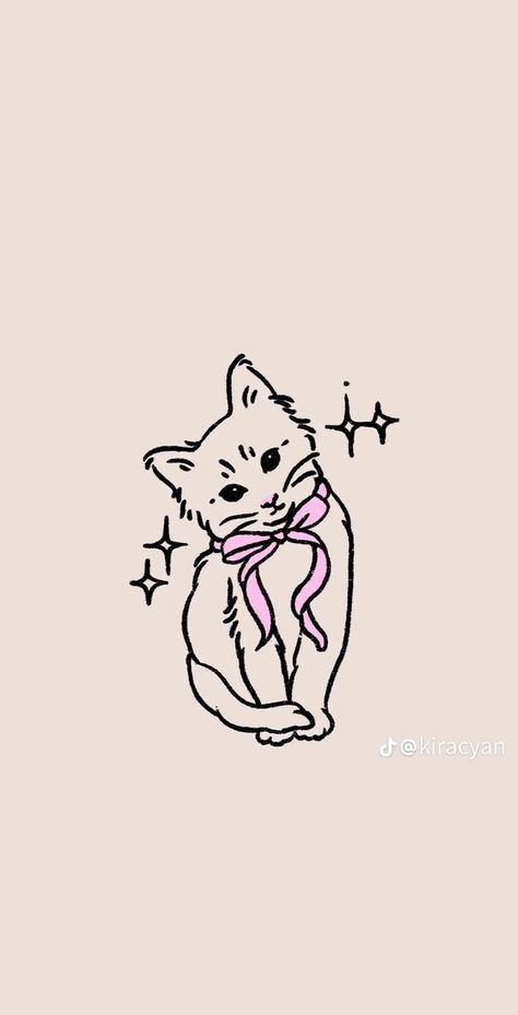 Cat With Bow, Bow Drawing, Cute Cat Tattoo, Cartoon Bow, Small Pretty Tattoos, Bow Tattoo, Bow Wallpaper, Doodle Tattoo, Cute Cat Drawing