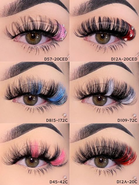 Colored Lashes,White Pink Red Blue Lashes,1pair 20mm Faux Mink Fluffy Colorful Diamond False Eyelashes,Colored Bejeweled Fake Eyelashes For Beauty Makeup Blue,Pink,Red,D45-42CPink,D9x-22cBlue,D12A-20CRed,D109-72CWhite,D815-172CBlue,D109-20CRed,D57A-42CPink    Chemical Fiber  Full Strip Lashes   Beauty Tools, size features are:Bust: ,Length: ,Sleeve Length: Red Eyelash Extensions, Lashes With White, Dolly Lashes, Paper Lashes, Eye Lash Art, Blue Lashes, Maquillage Halloween Simple, Colored Lashes, Bleu Azur