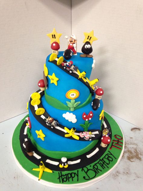 Mario Kart Themed Mario Kart Cake, Mario Birthday Cake, Mario Cake, Mario Birthday, Bday Cake, Mario Party, Mario Kart, 8th Birthday, 1st Bday